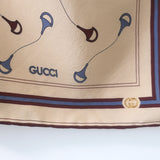 Vintage Gucci Horsebit Scarf Beige Silk Twill