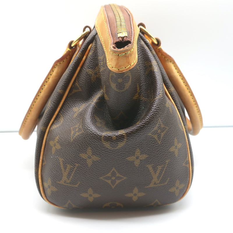 Louis Vuitton Womens Brown Leather Monogram Tivoli PM Shoulder Bag Handbag