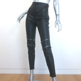 Saint Laurent Stretch Leather Zipper Leggings Black Size 42