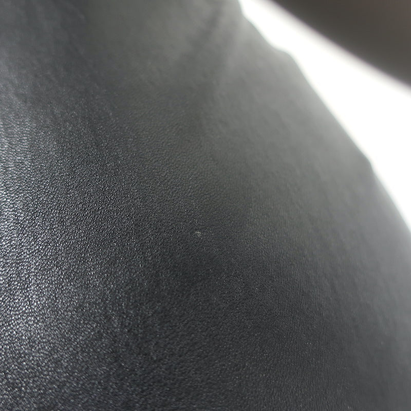 Saint Laurent Stretch Leather Zipper Leggings Black Size 42