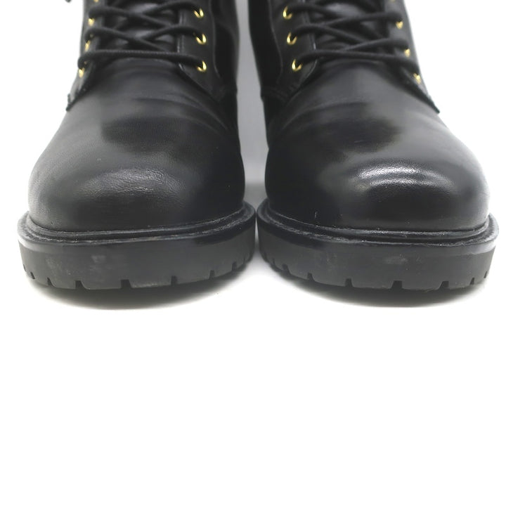 LAUREN Ralph Lauren Elridge Combat Boots Black Leather Size 8