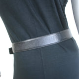 Ralph Lauren Crystal-Embellished Horseshoe Buckle Belt Black Leather Size Medium