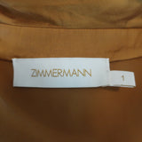 Zimmermann Plunge Wrap Romper Gold Silk Satin Size 1 Long Sleeve Playsuit