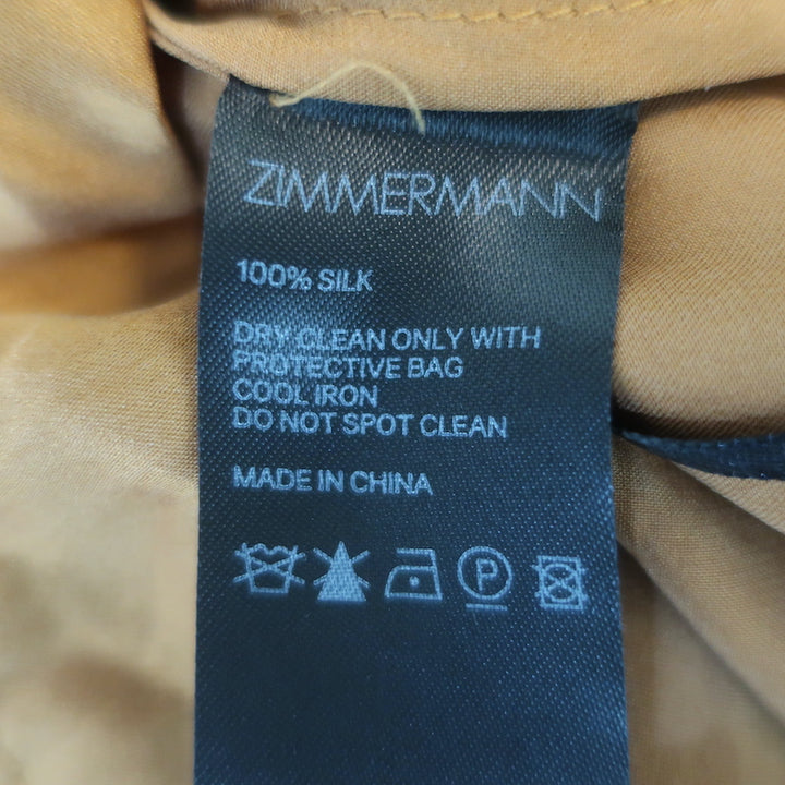 Zimmermann Plunge Wrap Romper Gold Silk Satin Size 1 Long Sleeve Playsuit