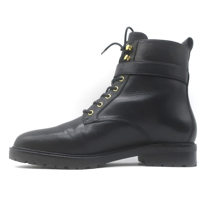 LAUREN Ralph Lauren Elridge Combat Boots Black Leather Size 8