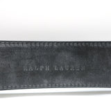 Ralph Lauren Crystal-Embellished Horseshoe Buckle Belt Black Leather Size Medium
