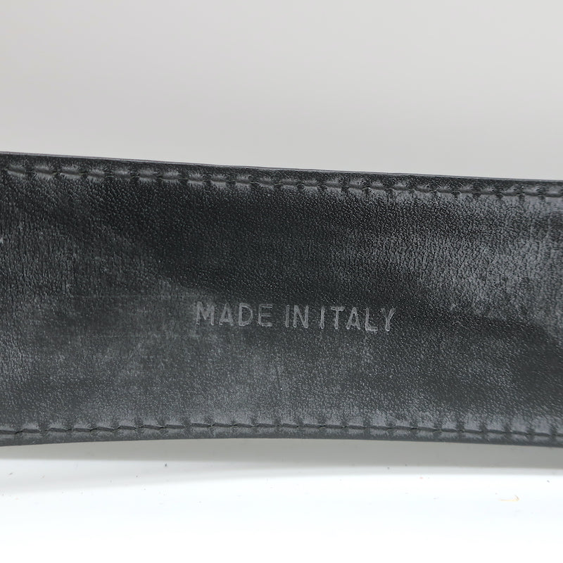 Ralph Lauren Crystal-Embellished Horseshoe Buckle Belt Black Leather Size Medium
