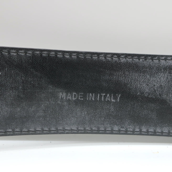 Ralph Lauren Crystal-Embellished Horseshoe Buckle Belt Black Leather Size Medium