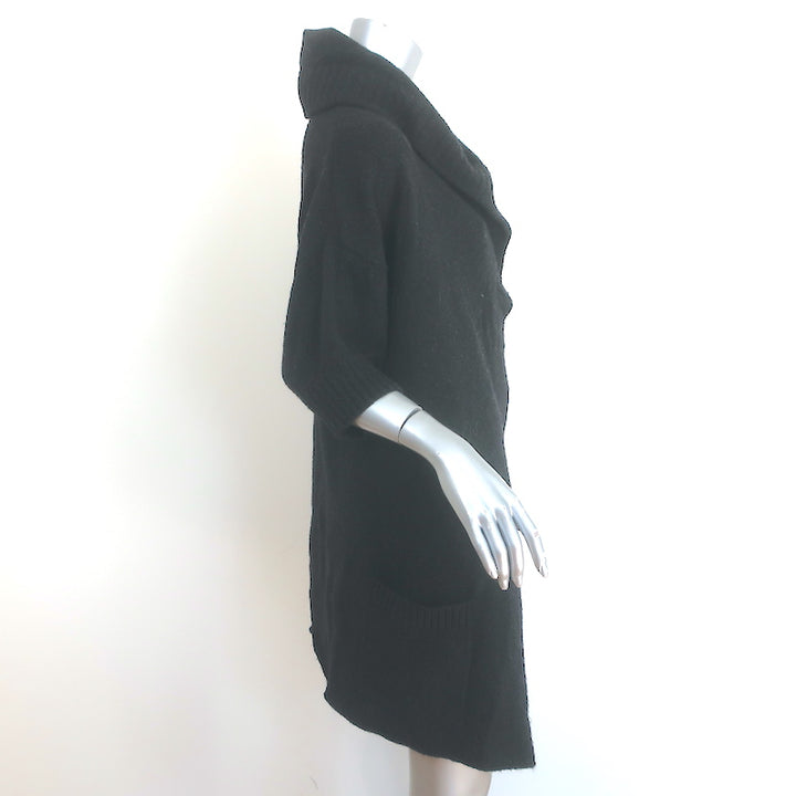 Vince Hooded Cardigan Black Cashmere-Blend Size Small Open Front Sweater