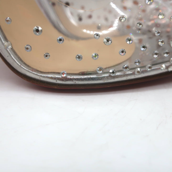 Christian Louboutin Degrastrass Pumps Silver Leather &amp; PVC Size 41 US 8.5