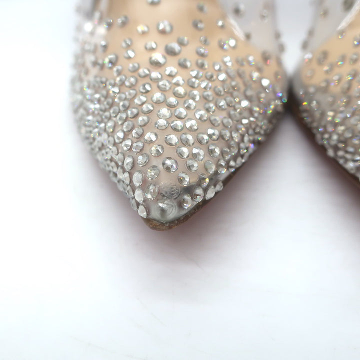 Christian Louboutin Degrastrass Pumps Silver Leather &amp; PVC Size 41 US 8.5