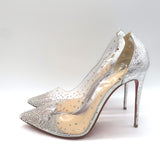Christian Louboutin Degrastrass Pumps Silver Leather & PVC Size 41 US 8.5