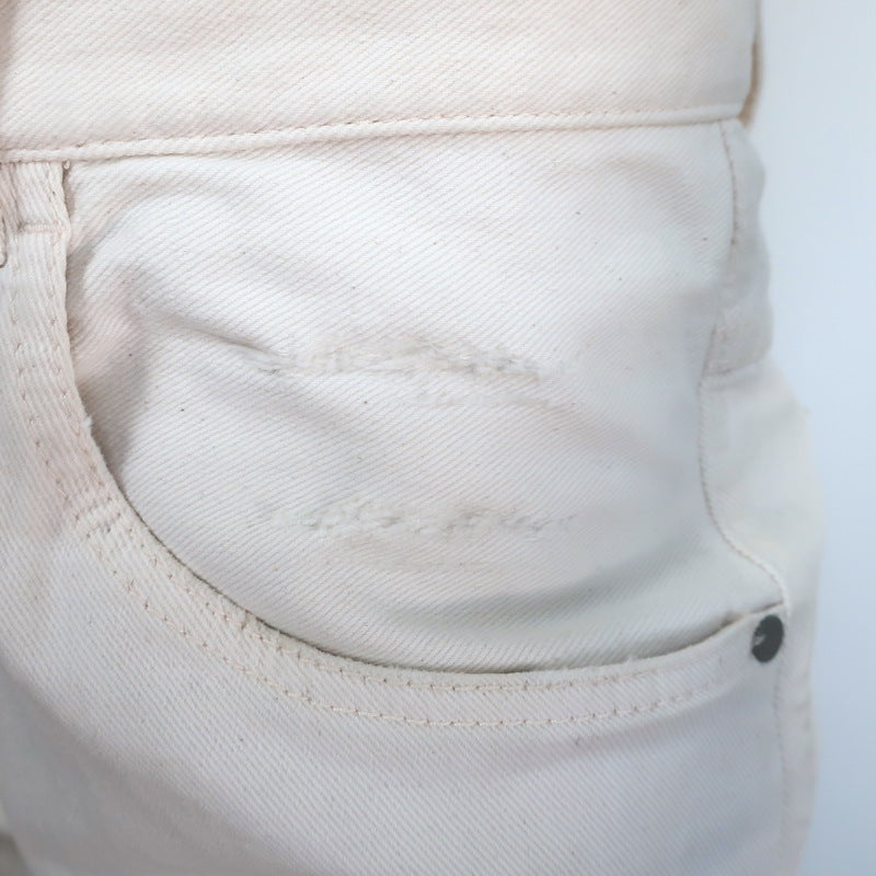Brunello Cucinelli Relaxed Low Slung Jeans Ecru Distressed Denim Size US 6