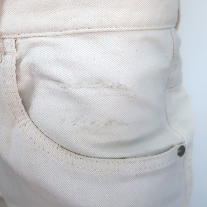 Brunello Cucinelli Relaxed Low Slung Jeans Ecru Distressed Denim Size US 6