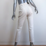 Brunello Cucinelli Relaxed Low Slung Jeans Ecru Distressed Denim Size US 6