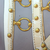 Vintage Hermes 1970 Aux Champs by Caty Latham 90cm Scarf Gray/Raspberry Silk Twill