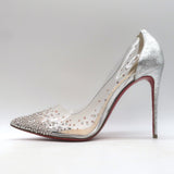 Christian Louboutin Degrastrass Pumps Silver Leather & PVC Size 41 US 8.5