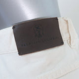 Brunello Cucinelli Relaxed Low Slung Jeans Ecru Distressed Denim Size US 6