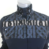 Christian Dior Sequined Button Down Shirt Midnight Navy/Black Size US 6 Long Sleeve Top