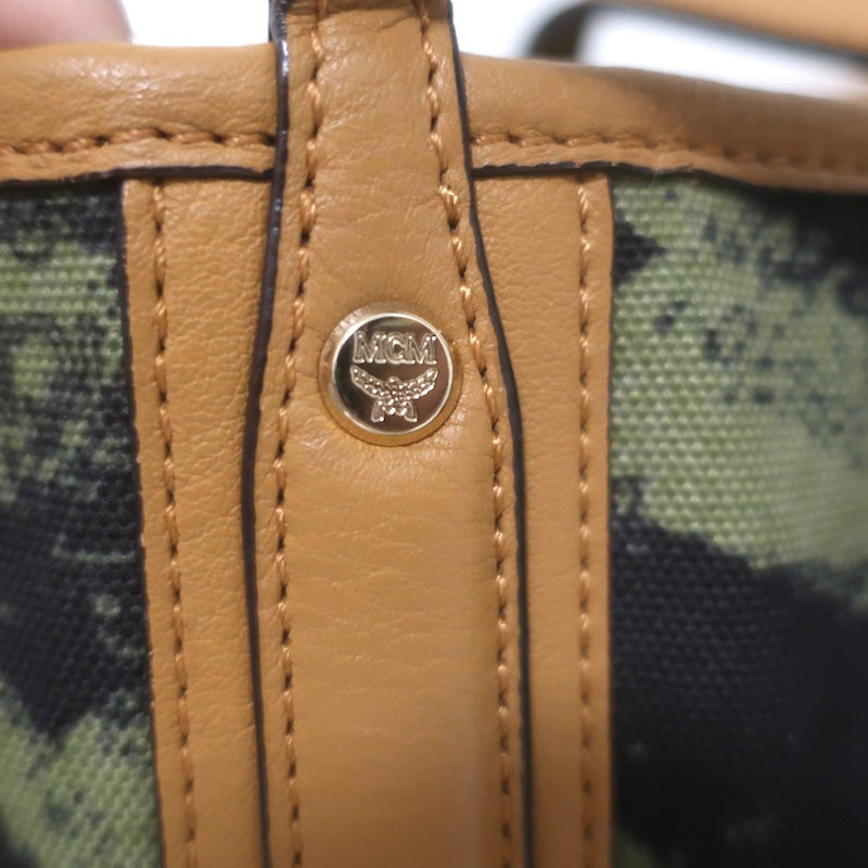 MCM x Patricia Field Liz Reversible Large Tote Olive/Brown Canvas Shoulder Bag