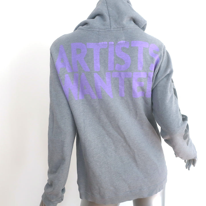 FREECITY Artists Wanted Zip-Up Hoodie Sweatshirt Gray Size 2