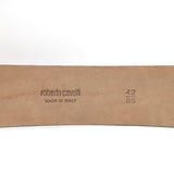 Roberto Cavalli Leopard Print Pony Hair Crystal Buckle Belt Sized 85 US 42