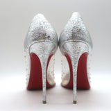 Christian Louboutin Degrastrass Pumps Silver Leather & PVC Size 41 US 8.5