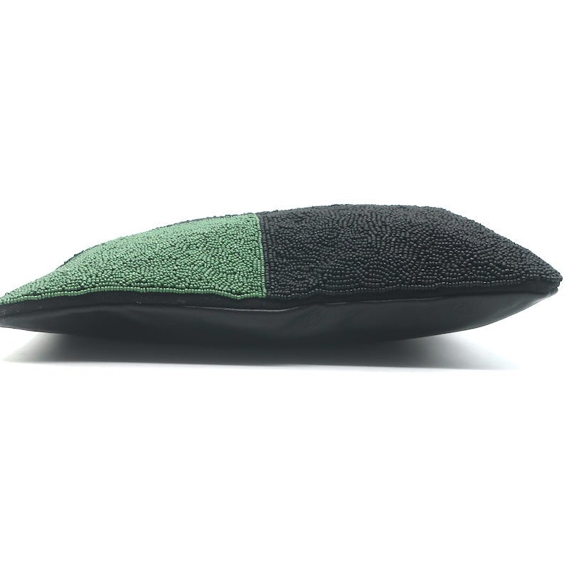Clare V. Beaded Flat Clutch Black &amp; Green