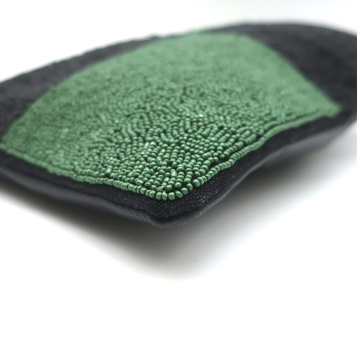 Clare V. Beaded Flat Clutch Black &amp; Green