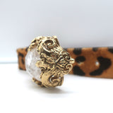 Roberto Cavalli Leopard Print Pony Hair Crystal Buckle Belt Sized 85 US 42