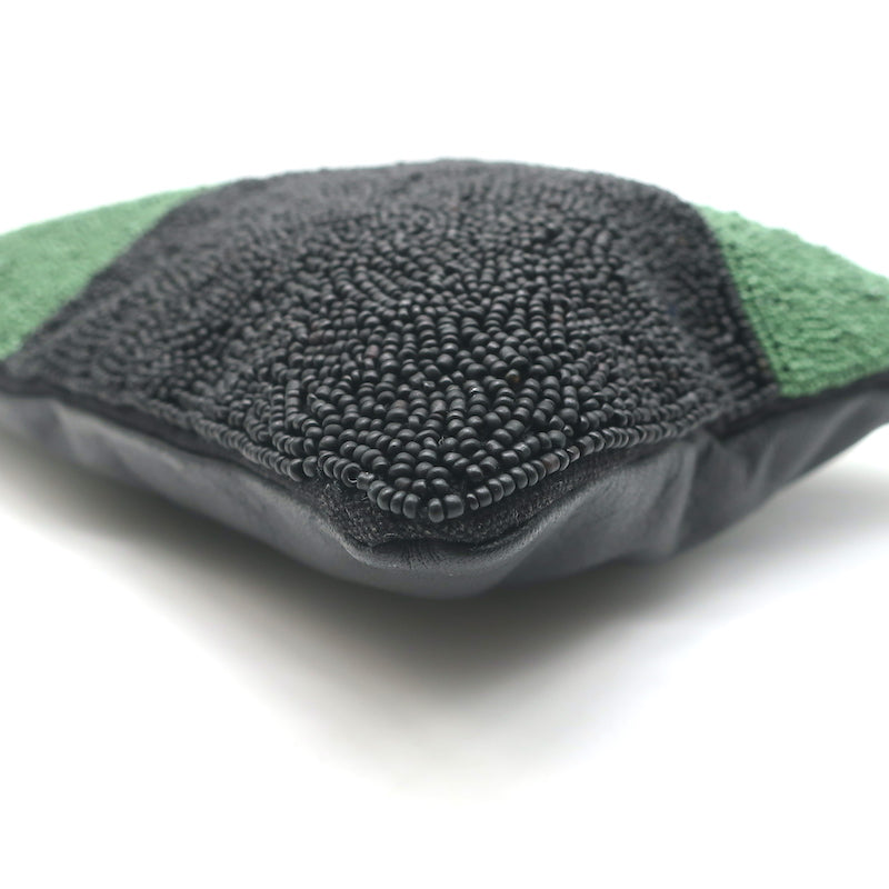 Clare V. Beaded Flat Clutch Black &amp; Green