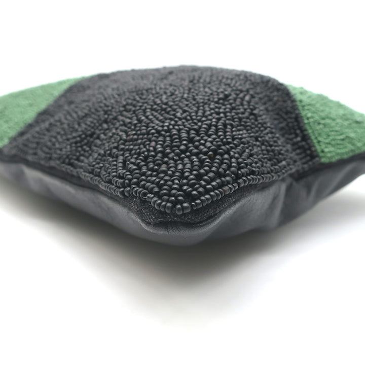 Clare V. Beaded Flat Clutch Black &amp; Green