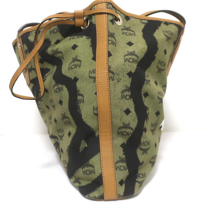 MCM x Patricia Field Liz Reversible Large Tote Olive/Brown Canvas Shoulder Bag