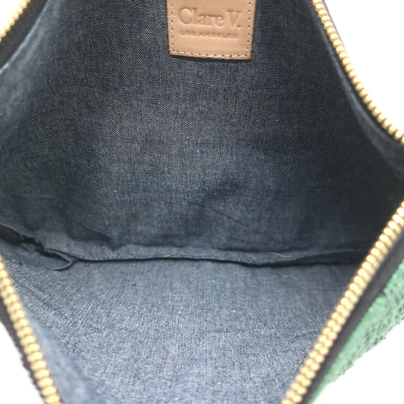 Clare V. Beaded Flat Clutch Black &amp; Green