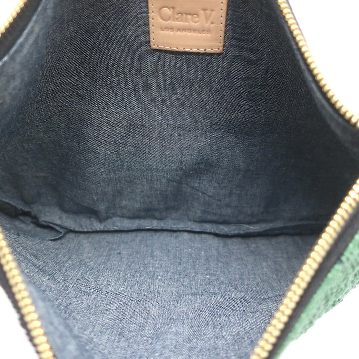 Clare V. Beaded Flat Clutch Black &amp; Green