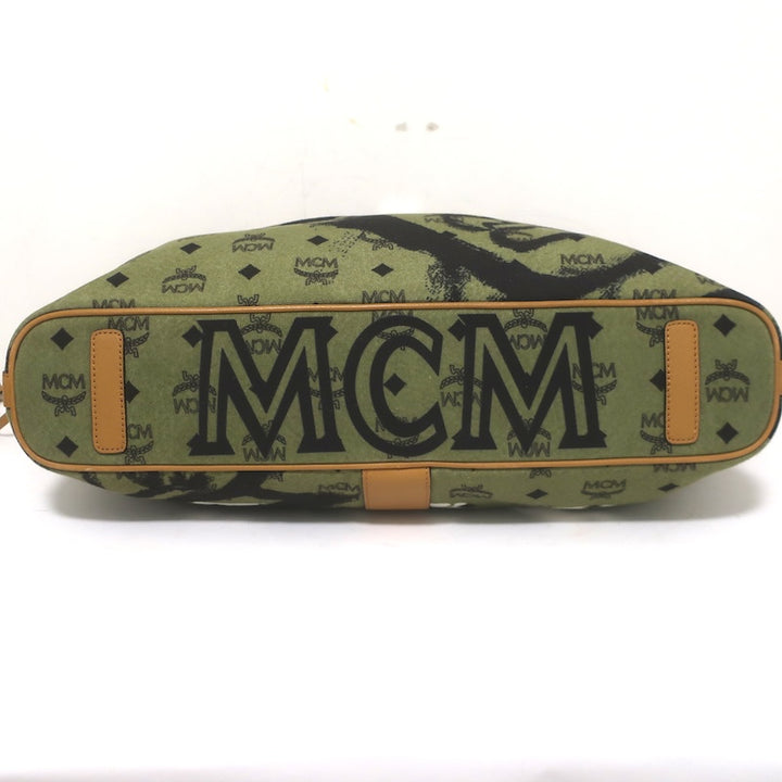 MCM x Patricia Field Liz Reversible Large Tote Olive/Brown Canvas Shoulder Bag
