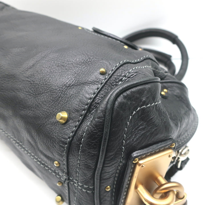 Chloe Paddington Shoulder Bag Black Leather