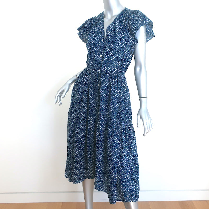 Trovata Birds of Paradis Kristi Midi Dress Navy Floral Print Size Small
