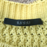 Gucci Striped Short Sleeve Sweater Top Yellow Crocheted Cotton Size Small