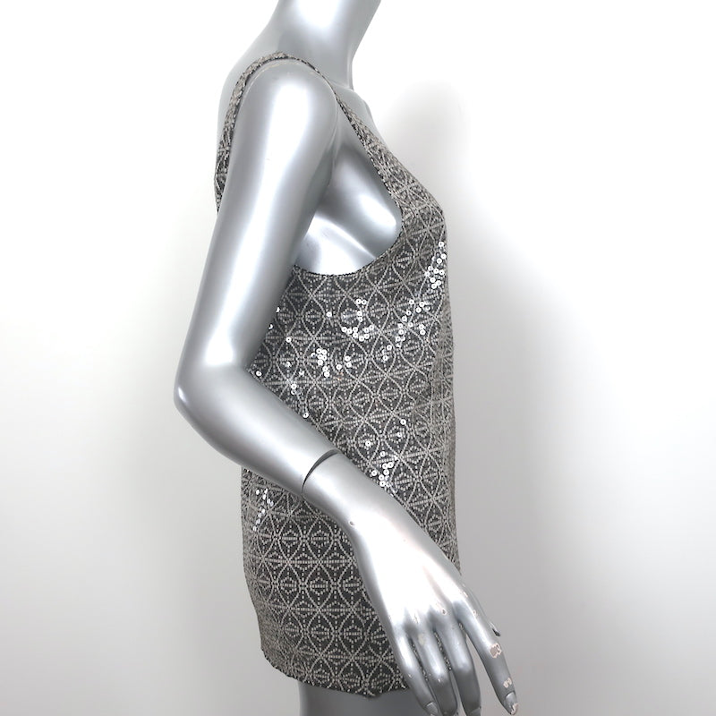 Tory Burch Sequin Tank Top Gray Printed Cotton Size Large