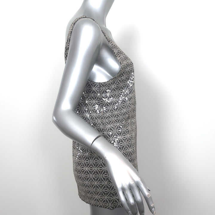 Tory Burch Sequin Tank Top Gray Printed Cotton Size Large
