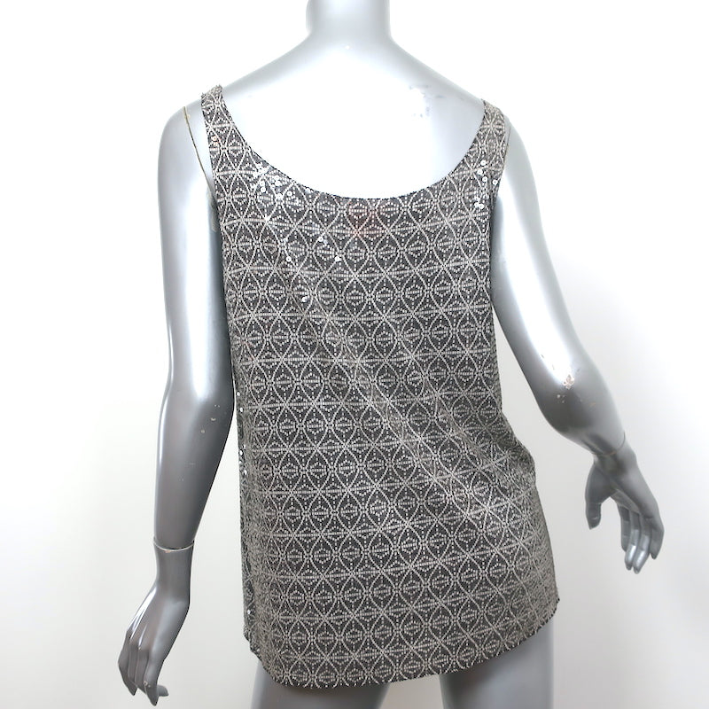 Tory Burch Sequin Tank Top Gray Printed Cotton Size Large