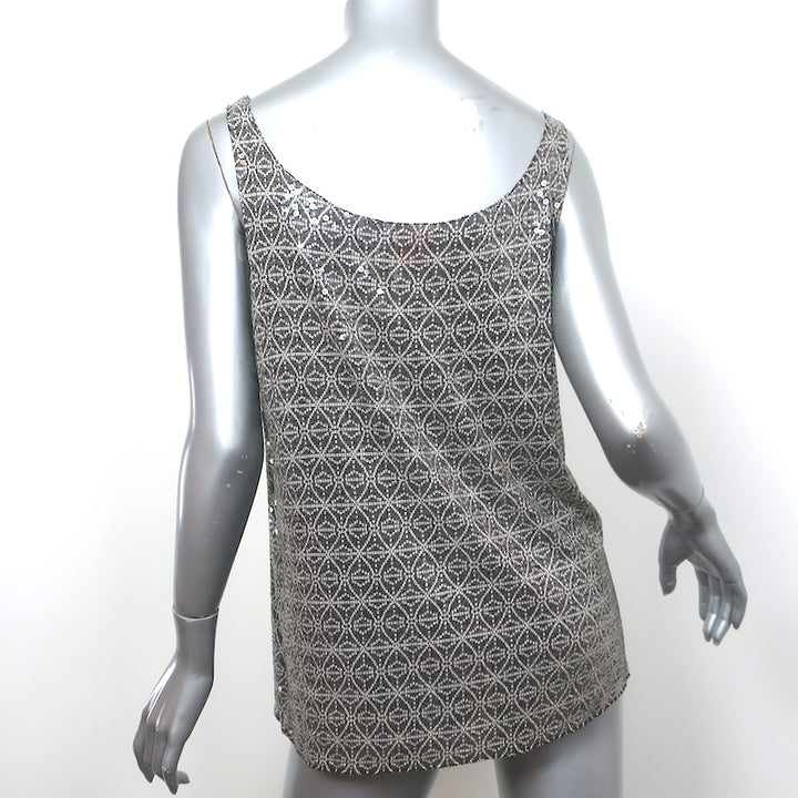 Tory Burch Sequin Tank Top Gray Printed Cotton Size Large