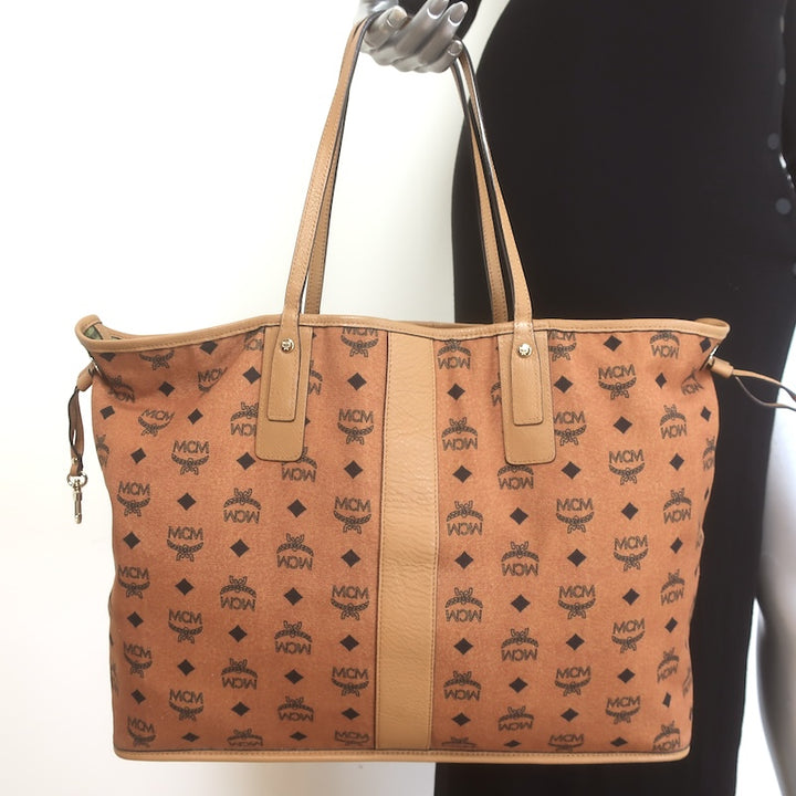 MCM x Patricia Field Liz Reversible Large Tote Olive/Brown Canvas Shoulder Bag