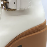 Gucci Kensington GG Supreme Crystal Buckle Boots Cream Canvas & Leather Size 38