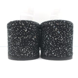 Chanel 19P Beaded CC Slide Sandals Black Sequined Tweed Size 37 Open Toe Heels