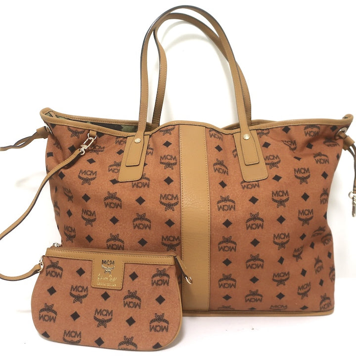 MCM x Patricia Field Liz Reversible Large Tote Olive/Brown Canvas Shoulder Bag