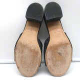 Chanel 19P Beaded CC Slide Sandals Black Sequined Tweed Size 37 Open Toe Heels