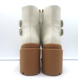 Gucci Kensington GG Supreme Crystal Buckle Boots Cream Canvas & Leather Size 38