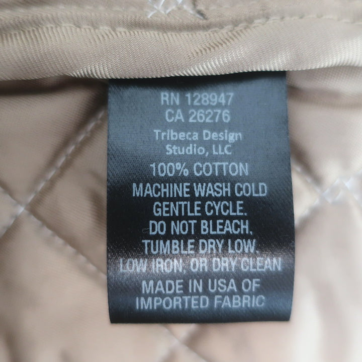 Nili Lotan Adaline Quilted Barn Jacket Beige Cotton &amp; Brown Corduroy Size Small